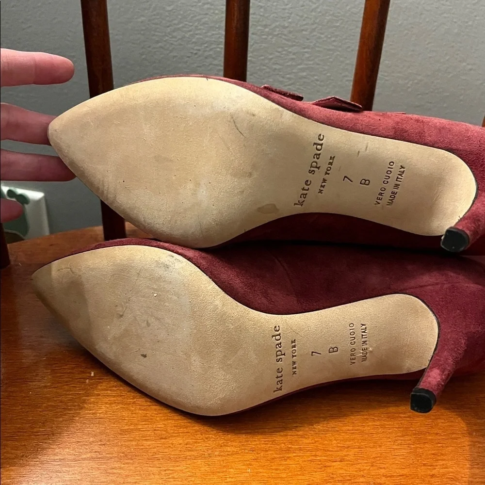 Kate Spade Vero Cuoio burgundy suede ankle-strap High Heel Pumps Size 7